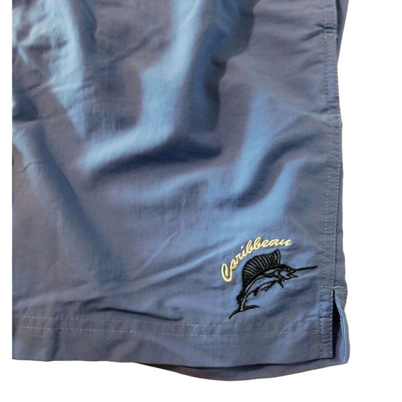 Caribbean Swimwear Shorts Trunks XL Blue Mesh Lining Elastic Waist NEW - Picture 4 of 8